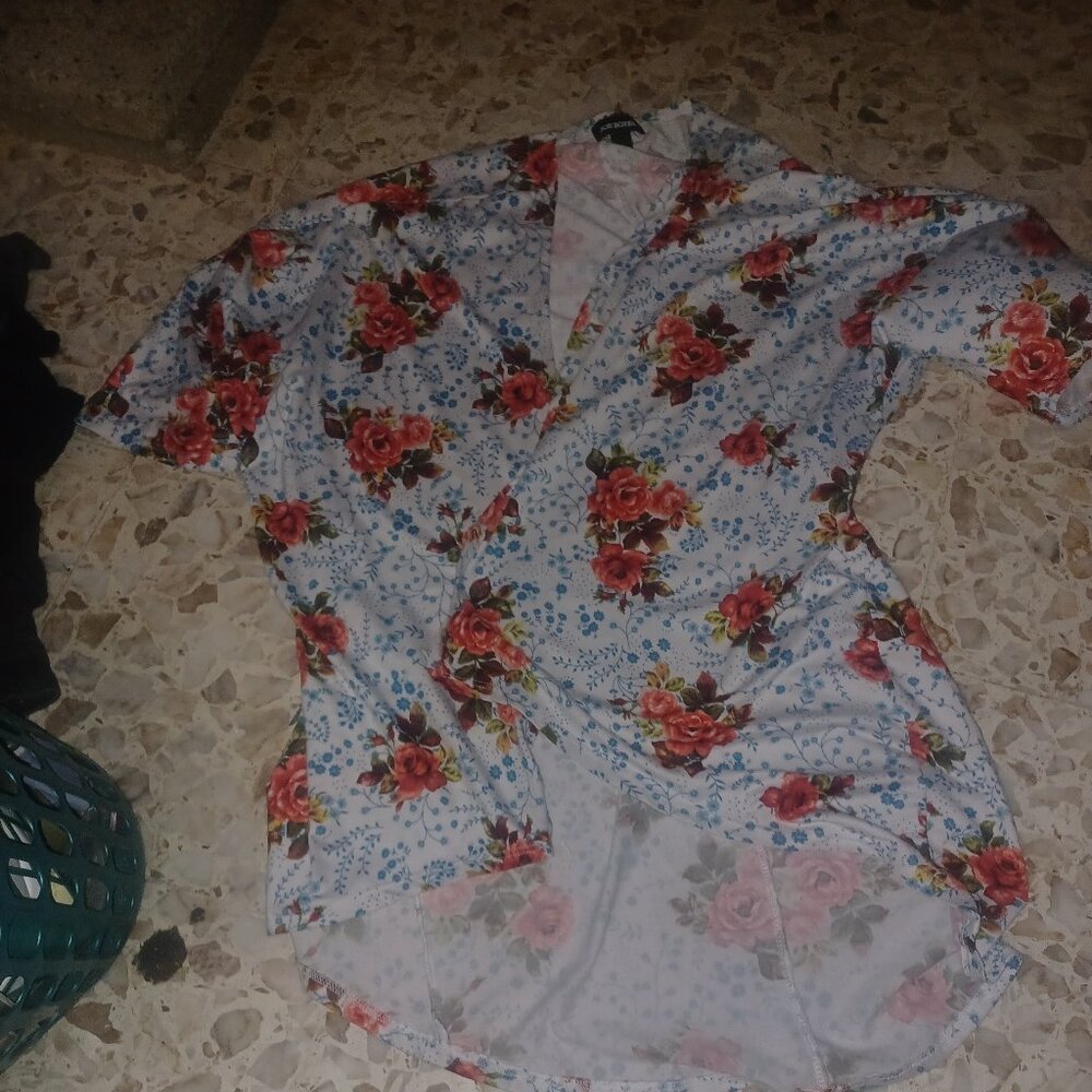 Joe Boxer Women's Short Open Front Robe SZ Large Floral Print